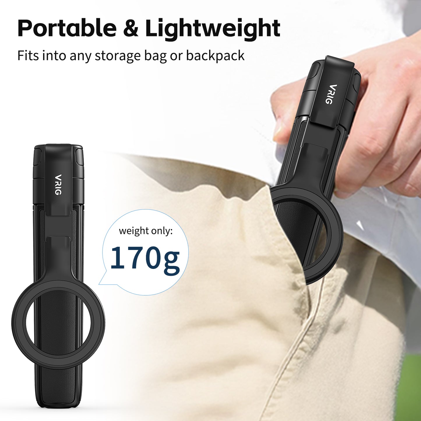 VRIG TP-27 Magnetic 21" Extendable Selfie Stick Tripod for iPhone