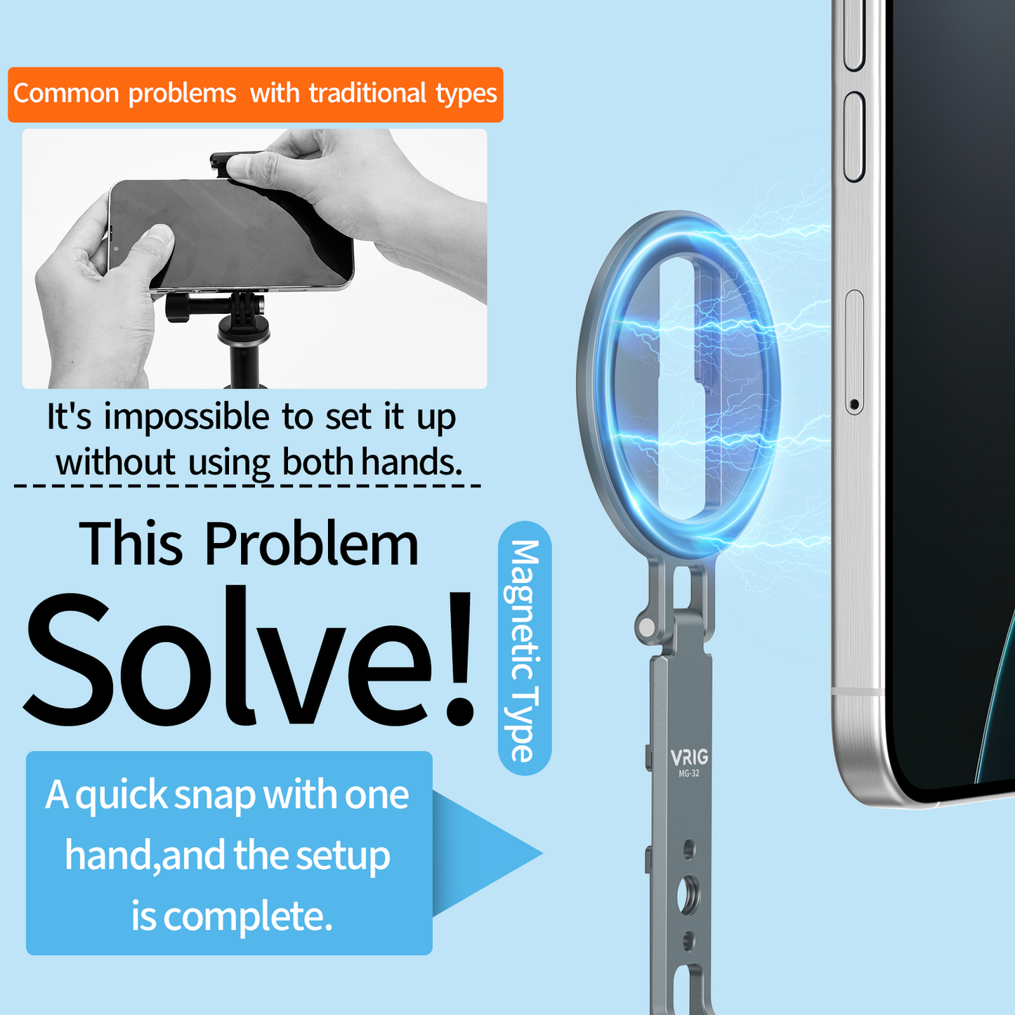 VRIG MG-32 Phone Tripod Holder Mount for MagSafe