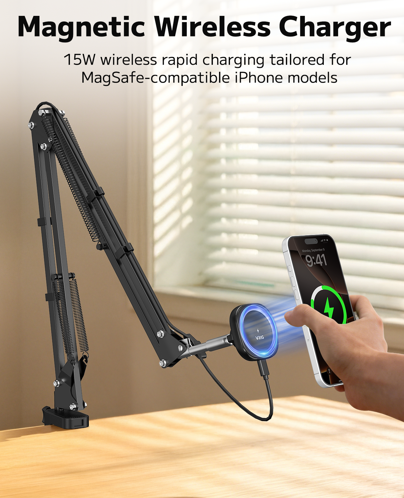 VRIG MG-09S Magnetic Wireless Charger Phone Holder for Bed Desk