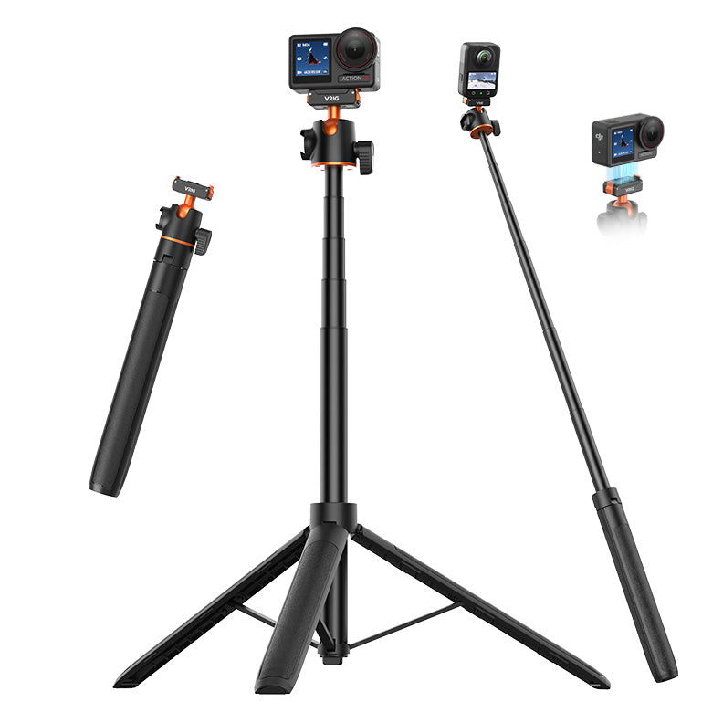 VRIG 55" AC-04S Action Camera Selfie Stick Tripod for DJI Osmo Action 5 Pro/ 4/ 3