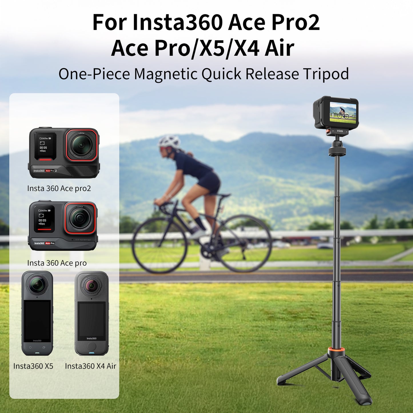 VRIG AC-78 15.9" X5 Extended Mini Camera Tripod for Insta360 Ace Pro2
