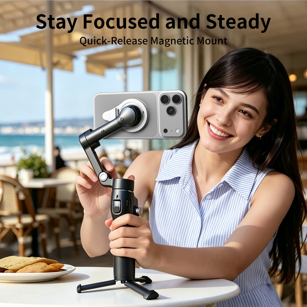 VRIG CA-04 OM Magnetic Mount Phone Holder Clamp for DJI Osmo Mobile 8P/8/7P/6/5/4