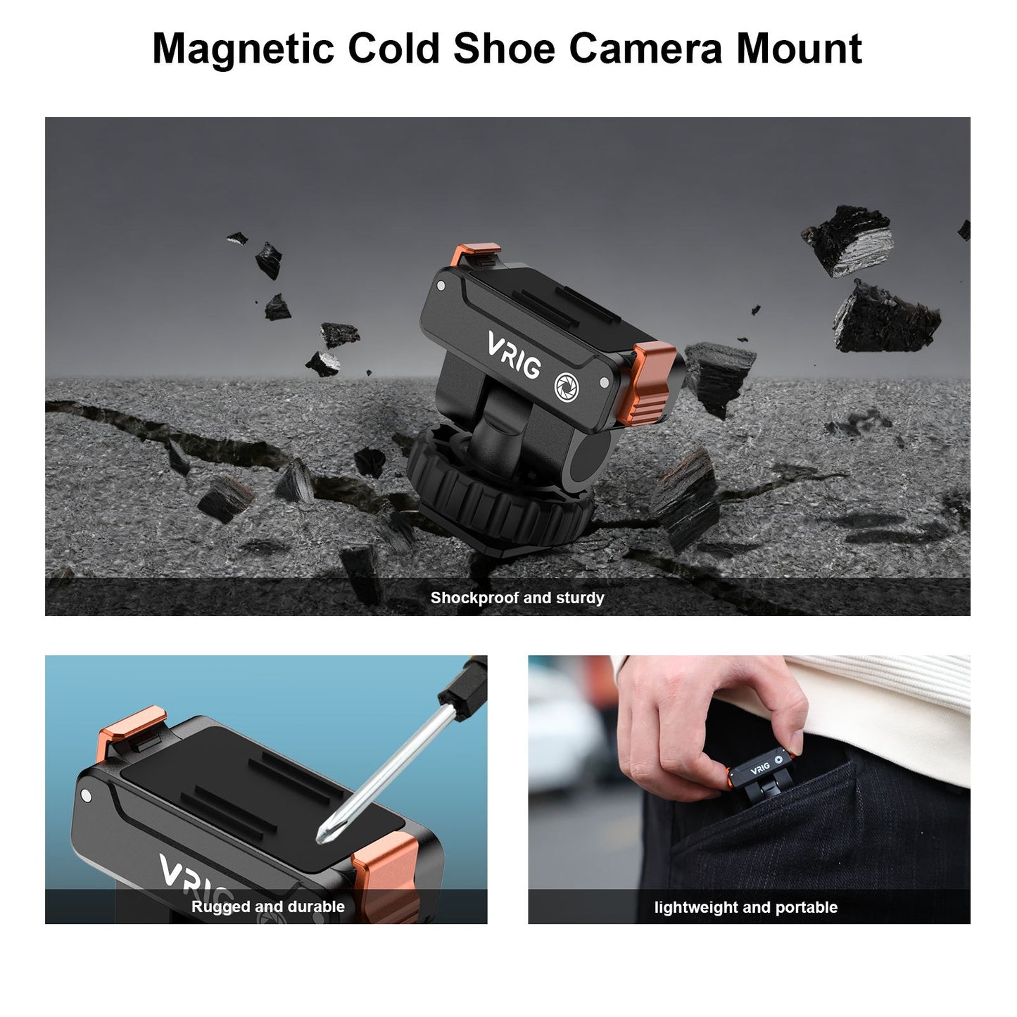 VRIG AC-68 Magnetic Quick Release Mount for DJI Osmo Action 6 / Osmo Nano