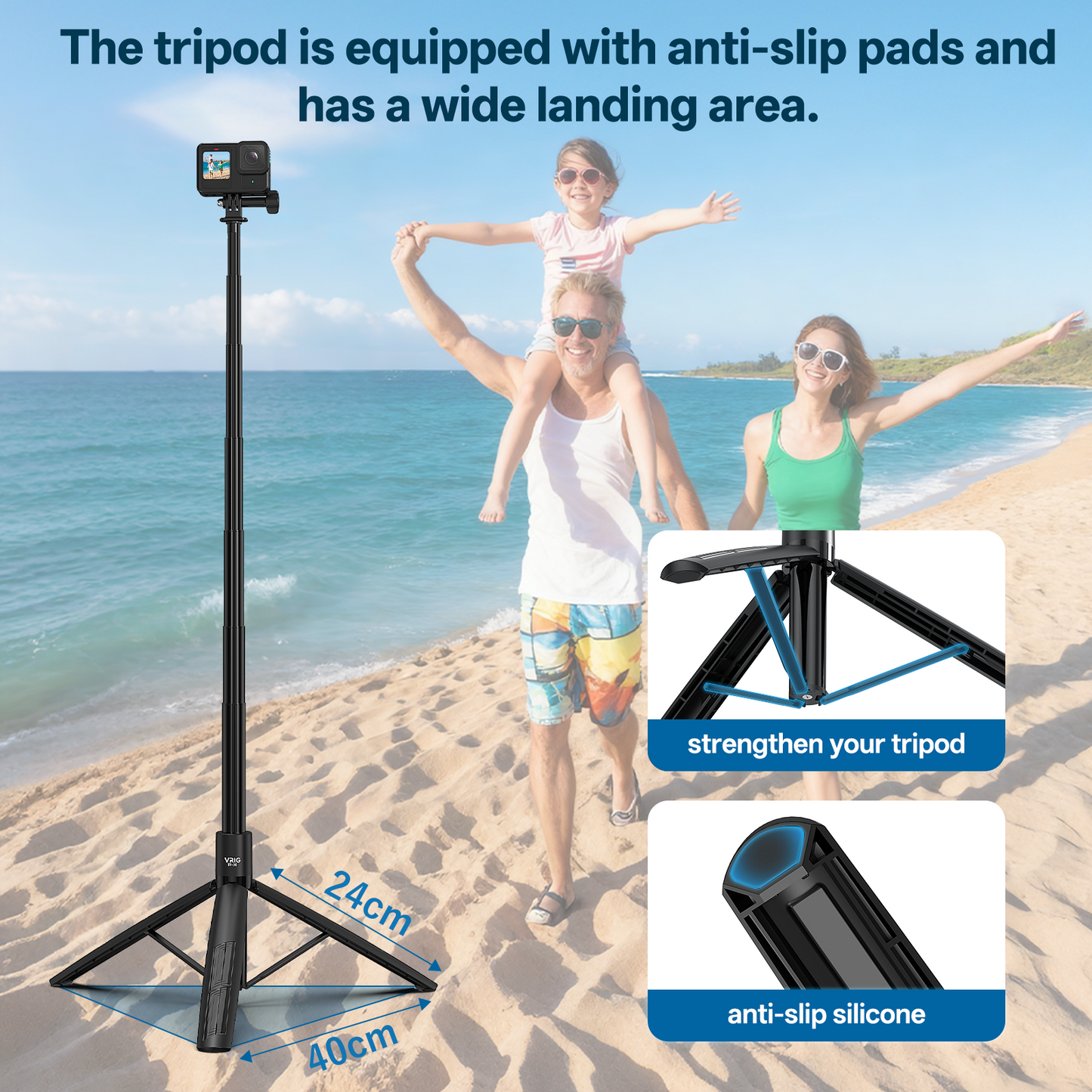 VRIG TP-30  70"  Extendable Tripod Stand Selfie Vlog Handle with 1/4" Screw