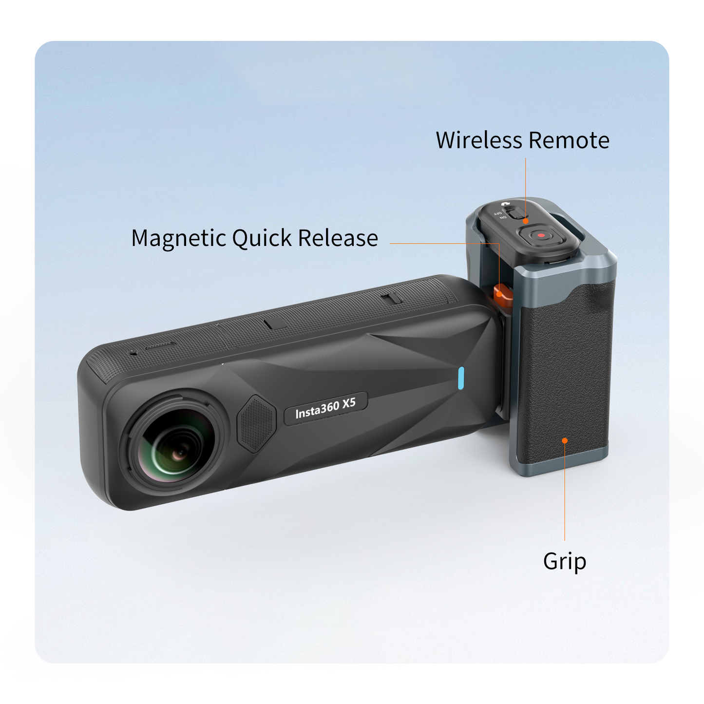 VRIG GA-08SE Street Photography Grip for Insta360 X5/X4 Air/Ace Pro2 with Bluetooth Remote