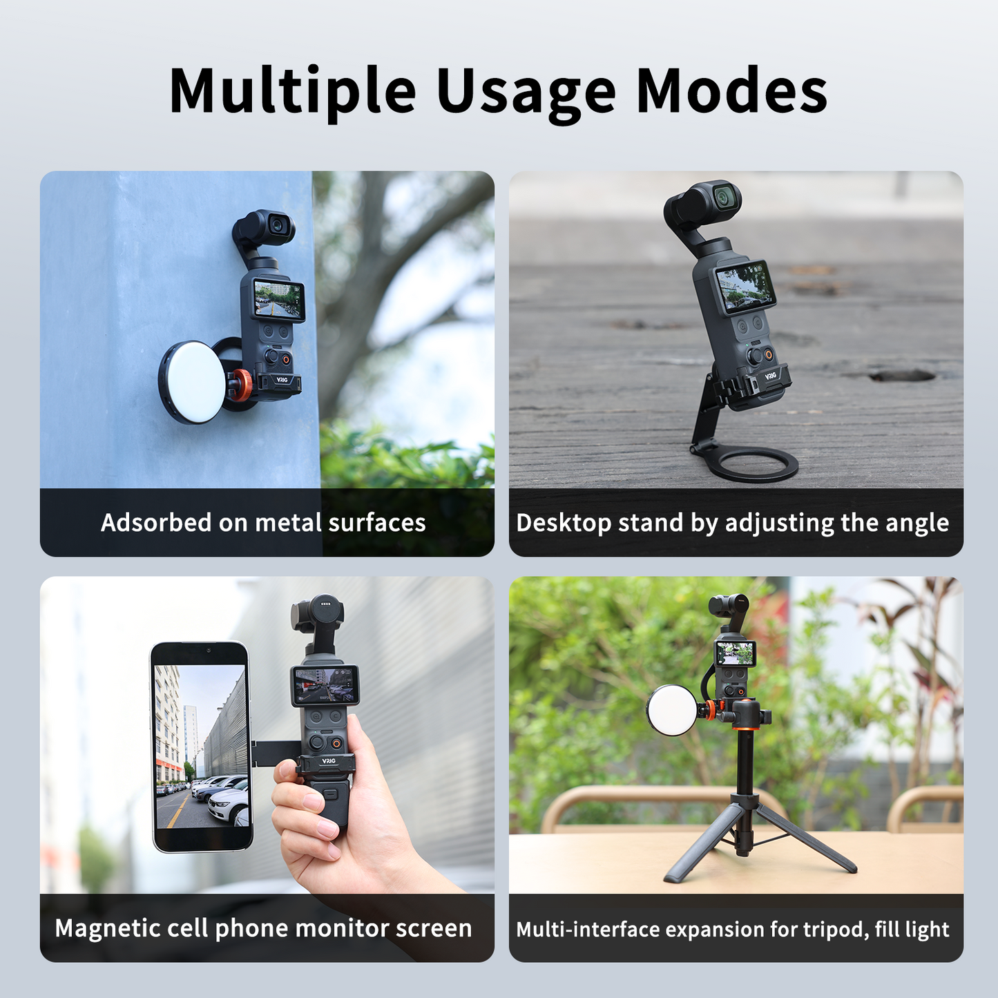 VRIG AC-103 Magnetic Mount Stand for DJI Osmo Pocket 3/4/ 4P, Xtra Muse