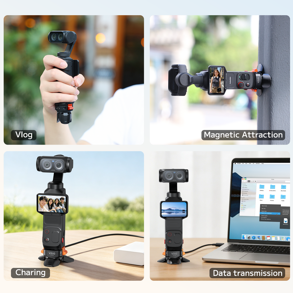 VRIG TP-42 Auto-Open Magnetic Mini Tripod for Insta360 Luna Ultra with Charging