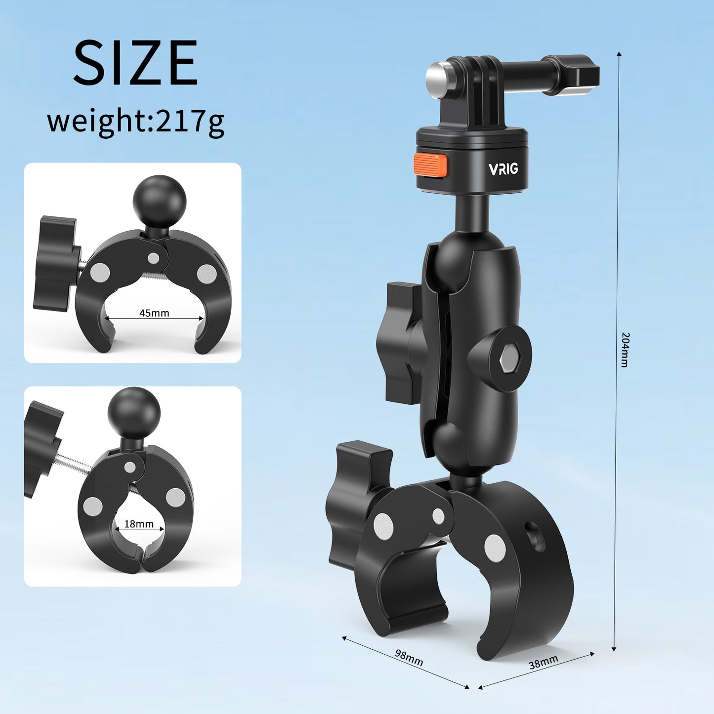 VRIG AC-76 Super Clamp Camera Mount with 360° Dual Ball Head