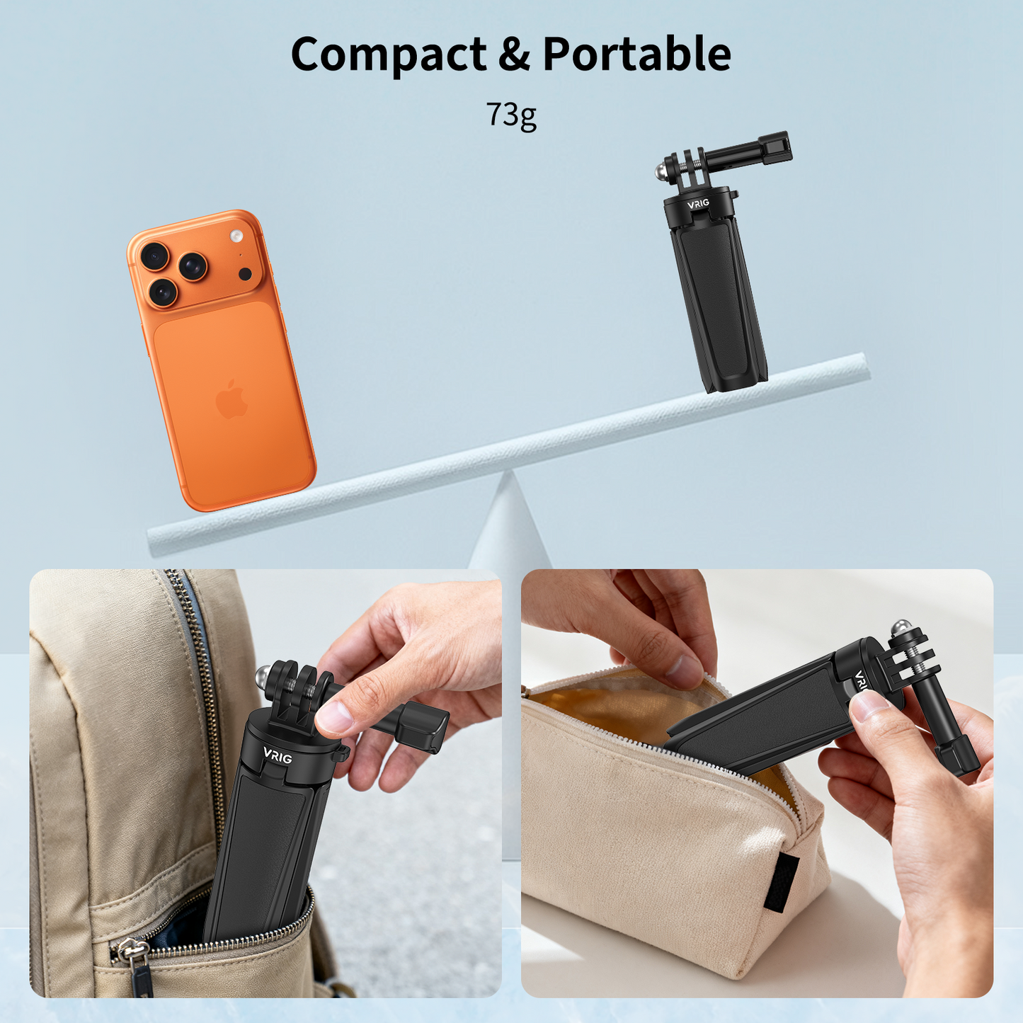 VRIG  TP-29  12" Mini Selfie Stick Tripod Handle Grip with Lanyard