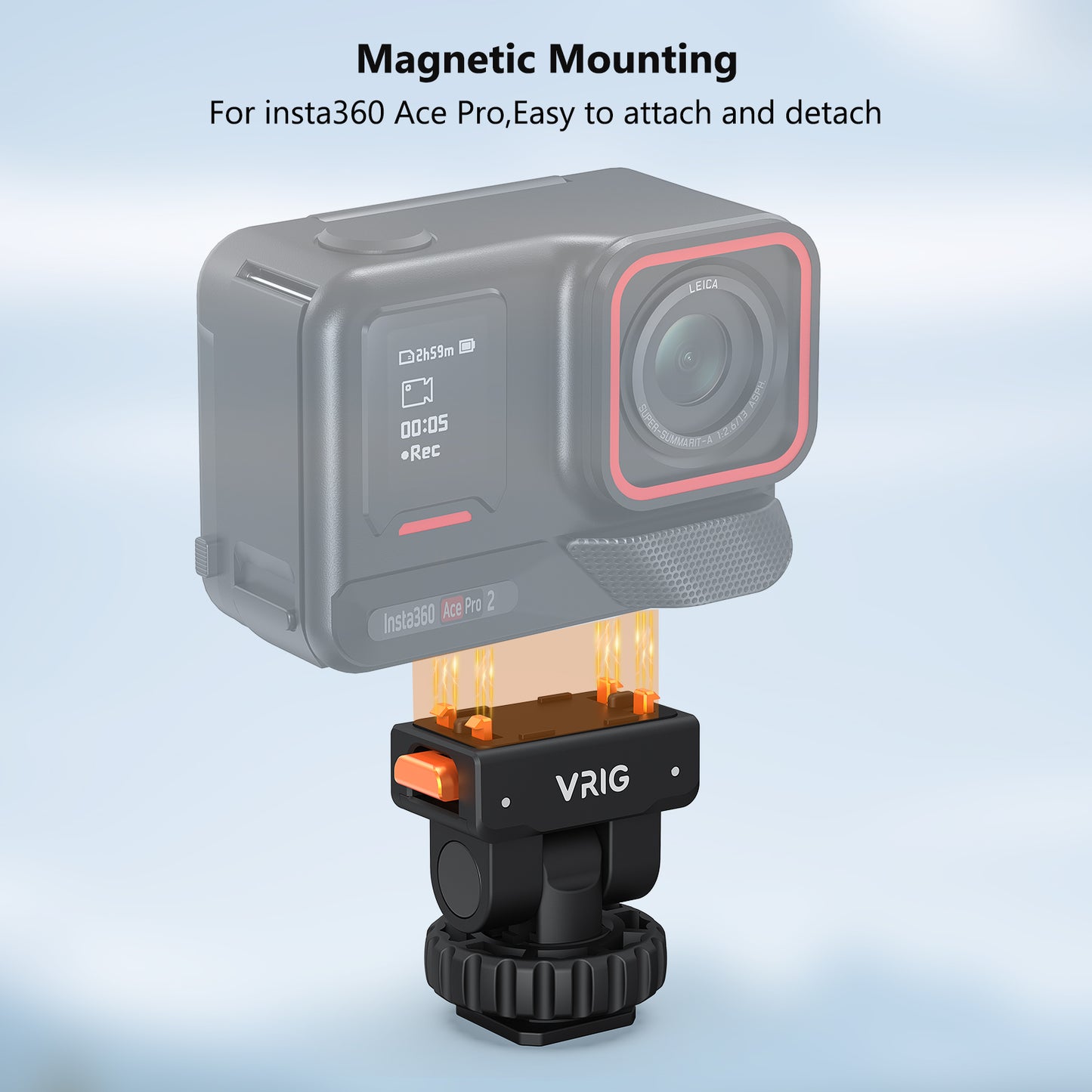 VRIG AC-44 Cold Shoe Adapter with Magnetic Quick Mount for Insta 360 Ace/Ace Pro 2