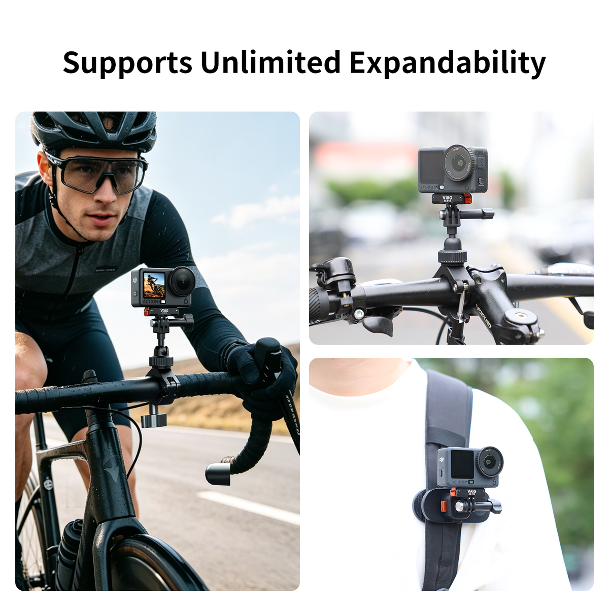 VRIG AC-84S 360° Magnetic Quick Release Mount for DJI Osmo Action6,Action5,Action4,Osmo Nano,Osmo 360,Aluminum Base Bracket with 1/4" Screw & Foldable Dual-Claws for Chest Mount,Tripod, Selfie Stick