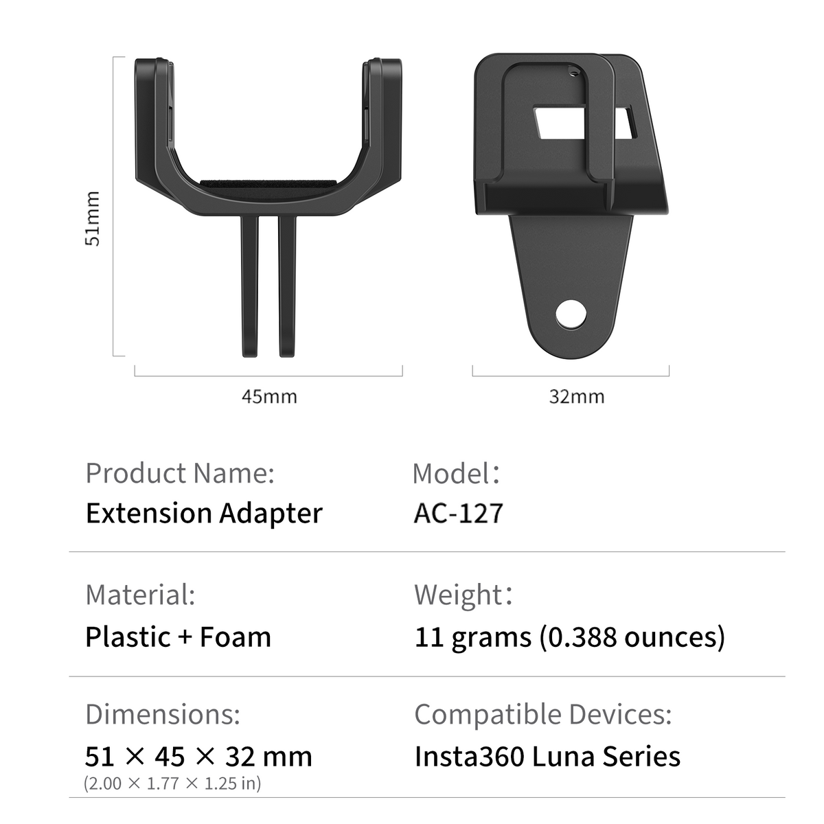 VRIG AC-127 Wind Guard Adapter for Insta360 Luna Ultra, Quick-Release Accessories
