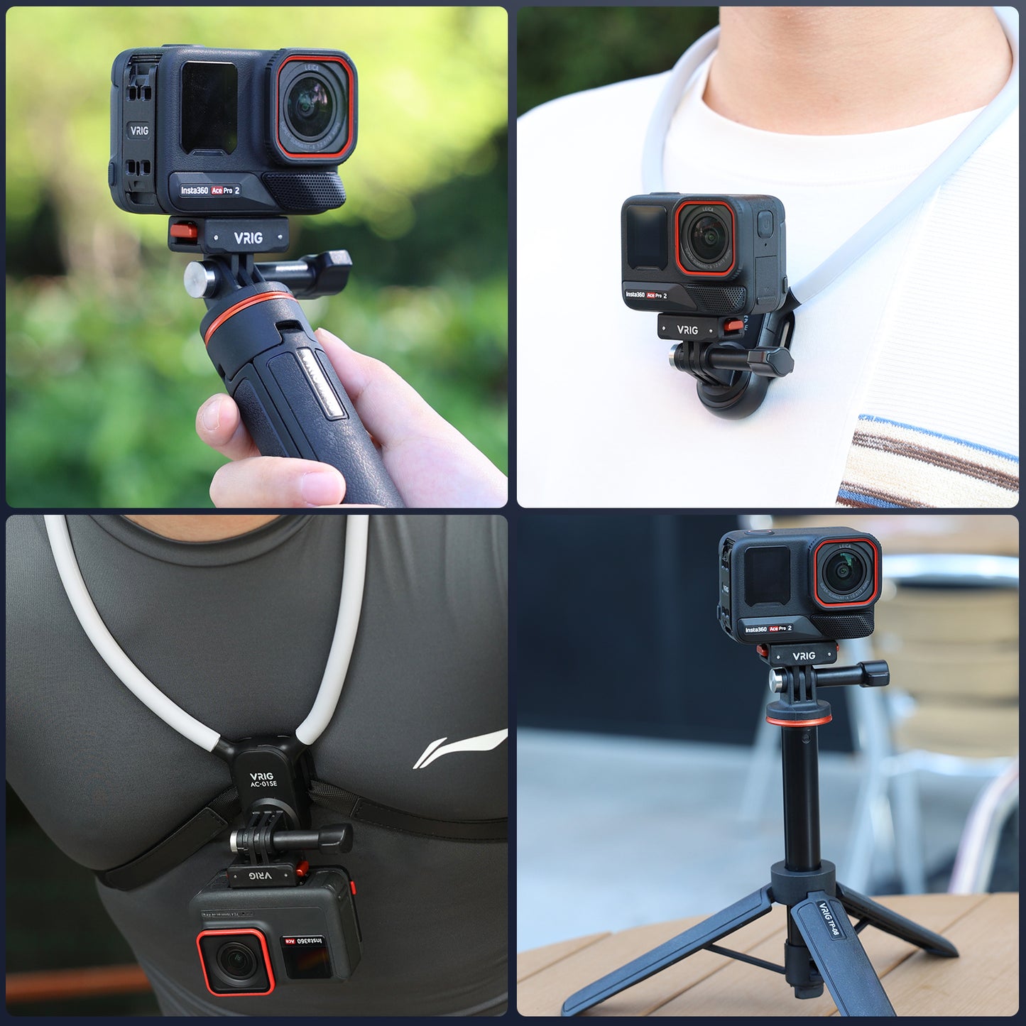 VRIG AC-43 Magnetic Quick Release Mount for Insta 360 Ace/Ace Pro 2/ X5/ X4 Air, Quick & Convenient, 2-Prong Camera Mount for Tripod, Neck Mounts, for POV/VLOG