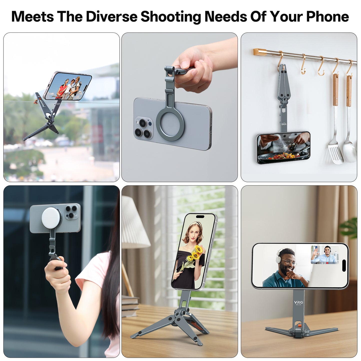 VRIG MG-34 Magnetic Phone Tripod Stand for iPhone
