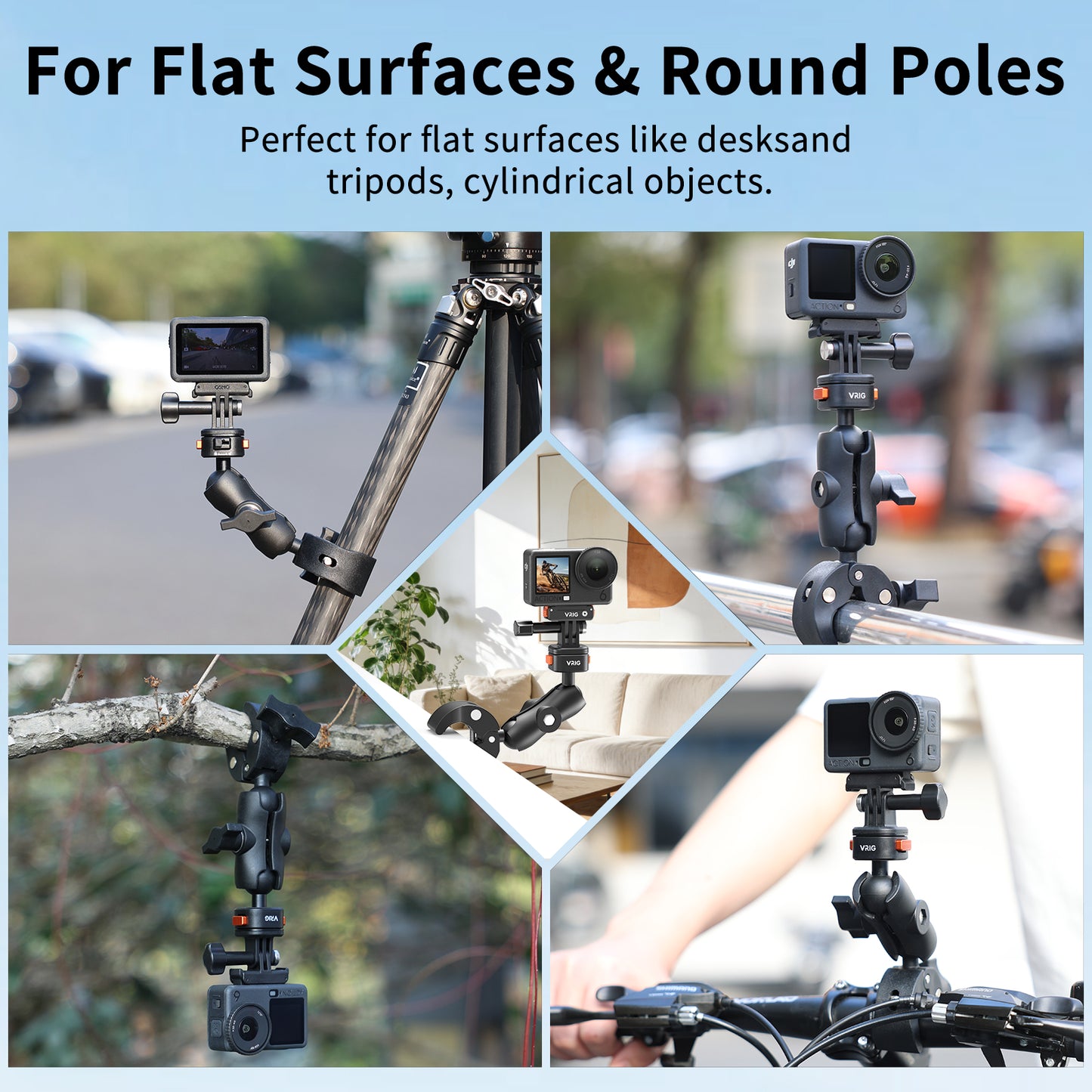 VRIG AC-76 Super Clamp Camera Mount with 360° Dual Ball Head