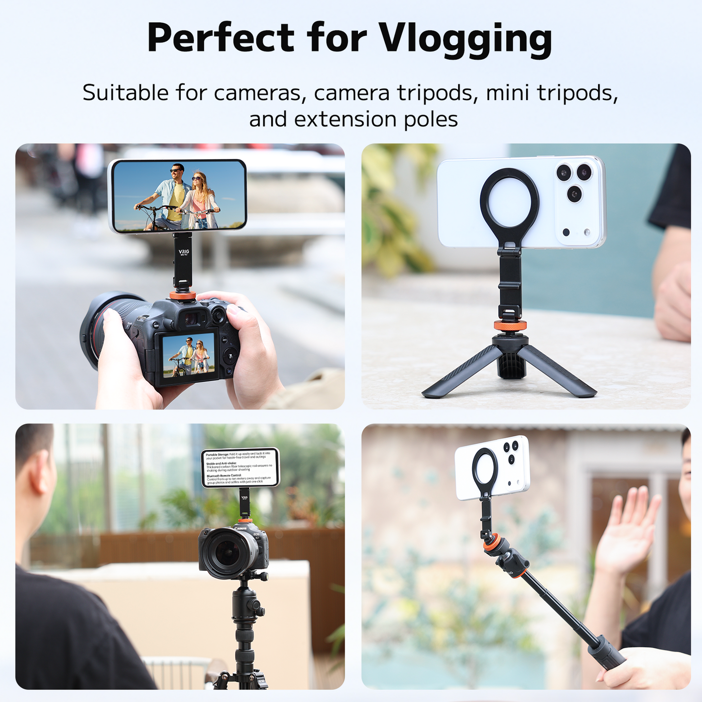 VRIG MG-40 Magnetic Phone Tripod Mount for iPhone and MagSafe Cases