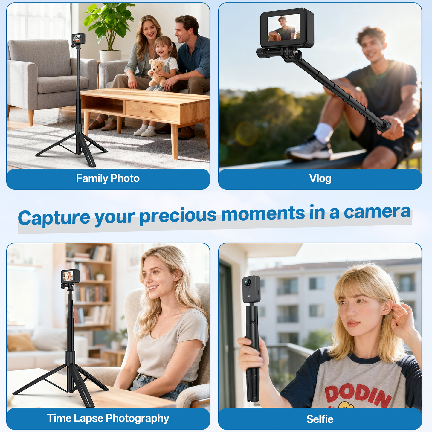 VRIG TP-30  70"  Extendable Tripod Stand Selfie Vlog Handle with 1/4" Screw