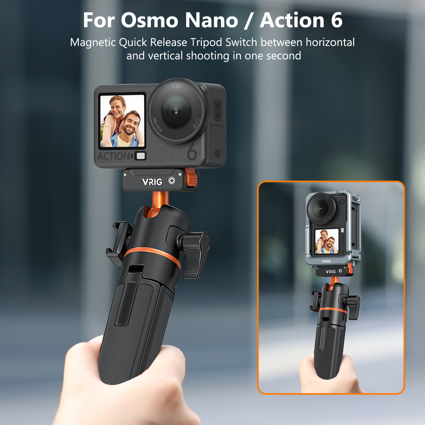 VRIG AC-40N Action Camera Selfie Stick Tripod for DJI Osmo Nano/Action 6