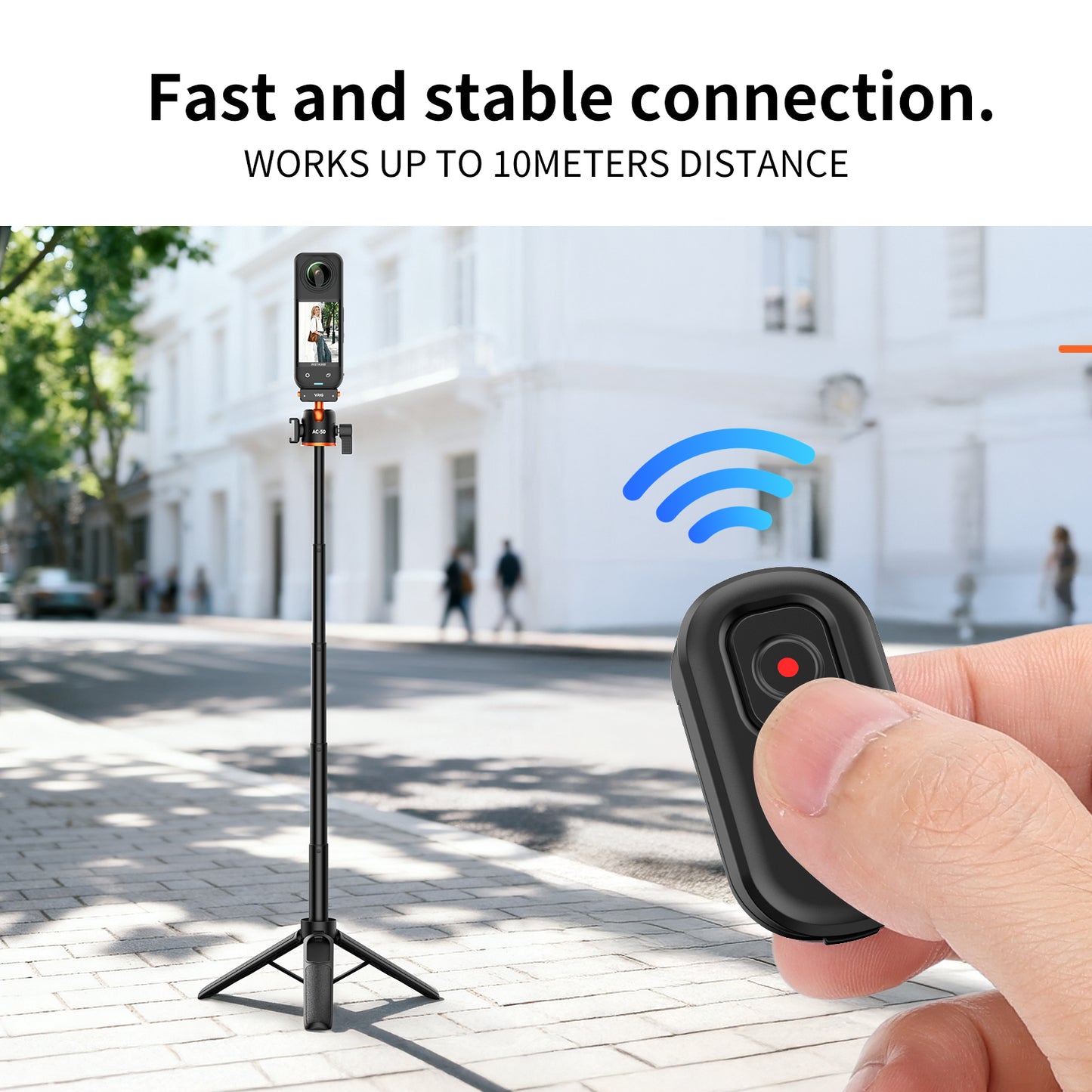 VRIG Bluetooth Remote Control Compatible with Insta 360 X5/X4/Ace Pro/Ace Pro 2/Go 3s, Action Camera Wireless Shutter Controller for Vlogging, Cycling