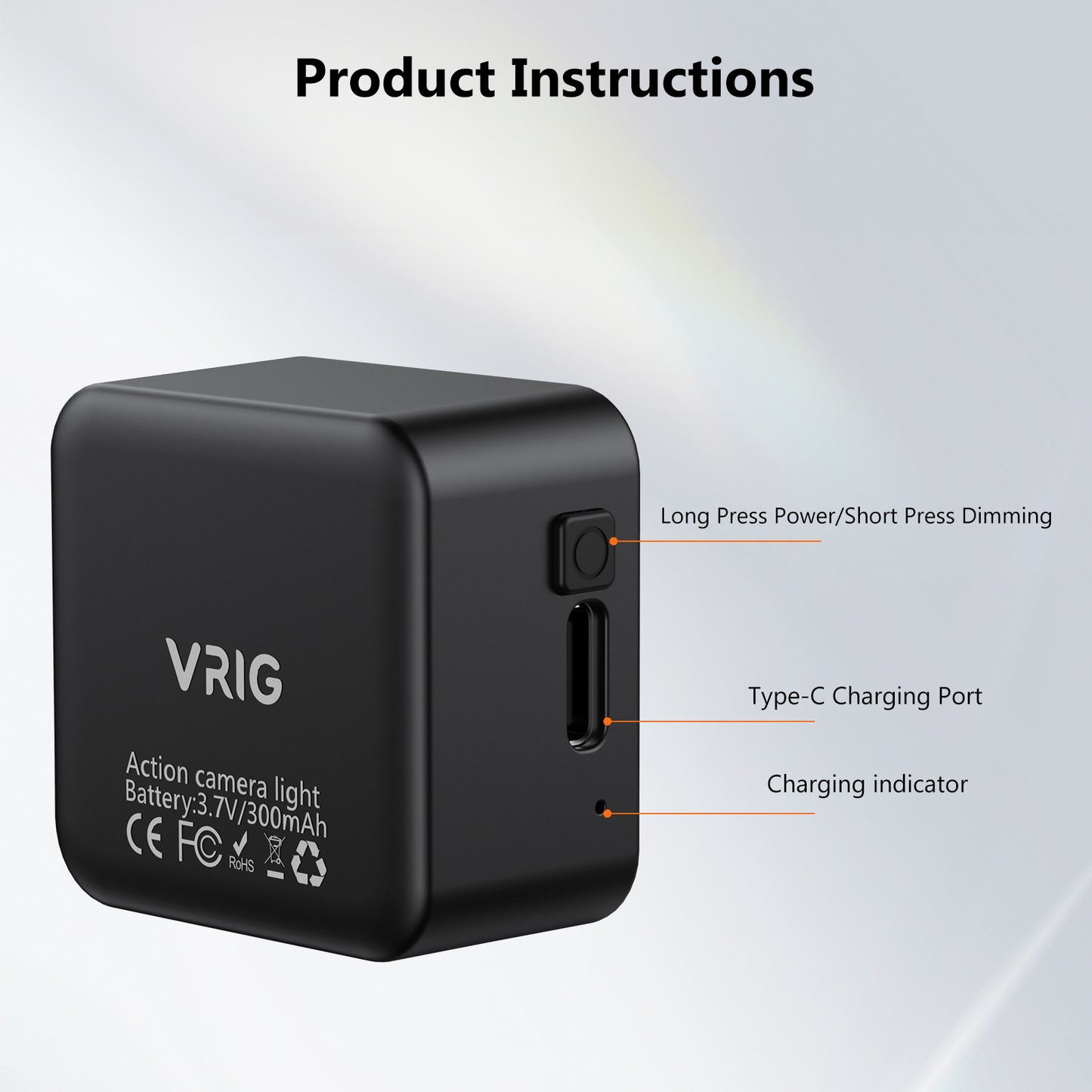 VRIG FD-02 Mini LED Action Camera Vlogging Video Light