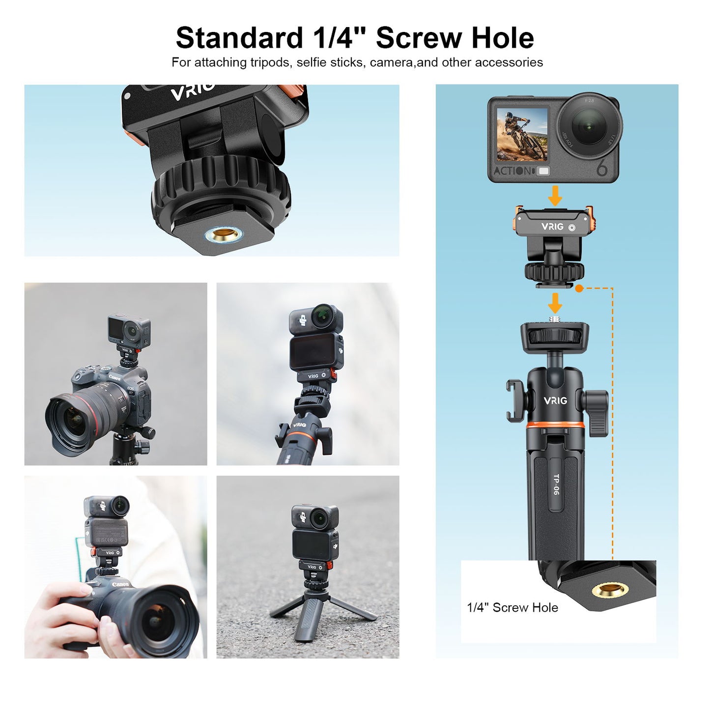 VRIG AC-68 Magnetic Quick Release Mount for DJI Osmo Action 6 / Osmo Nano
