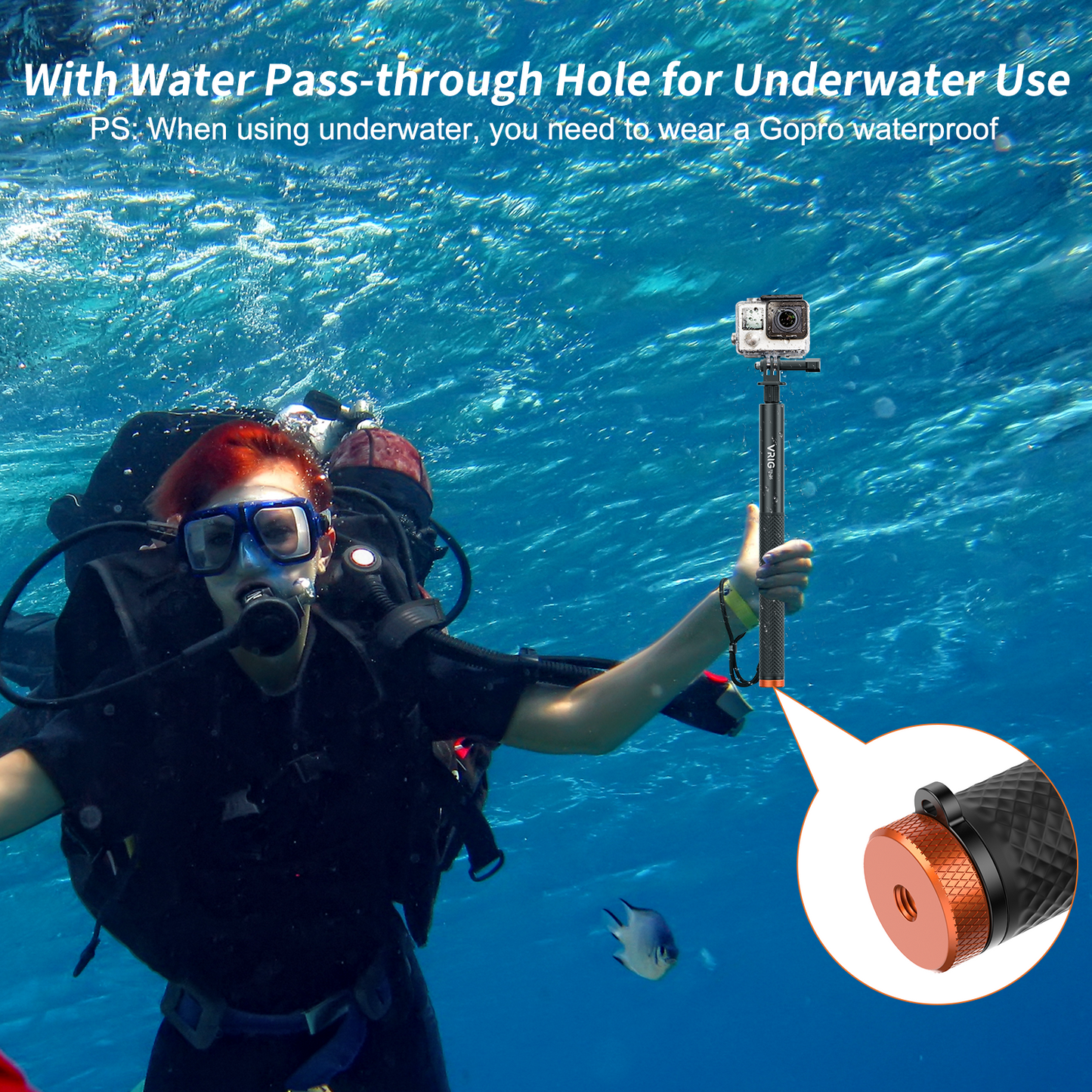 VRIG TP-36 160cm/63″ Invisible Selfie Stick for Insta360 X6/ X5/ X4 Air/ X4/ X3