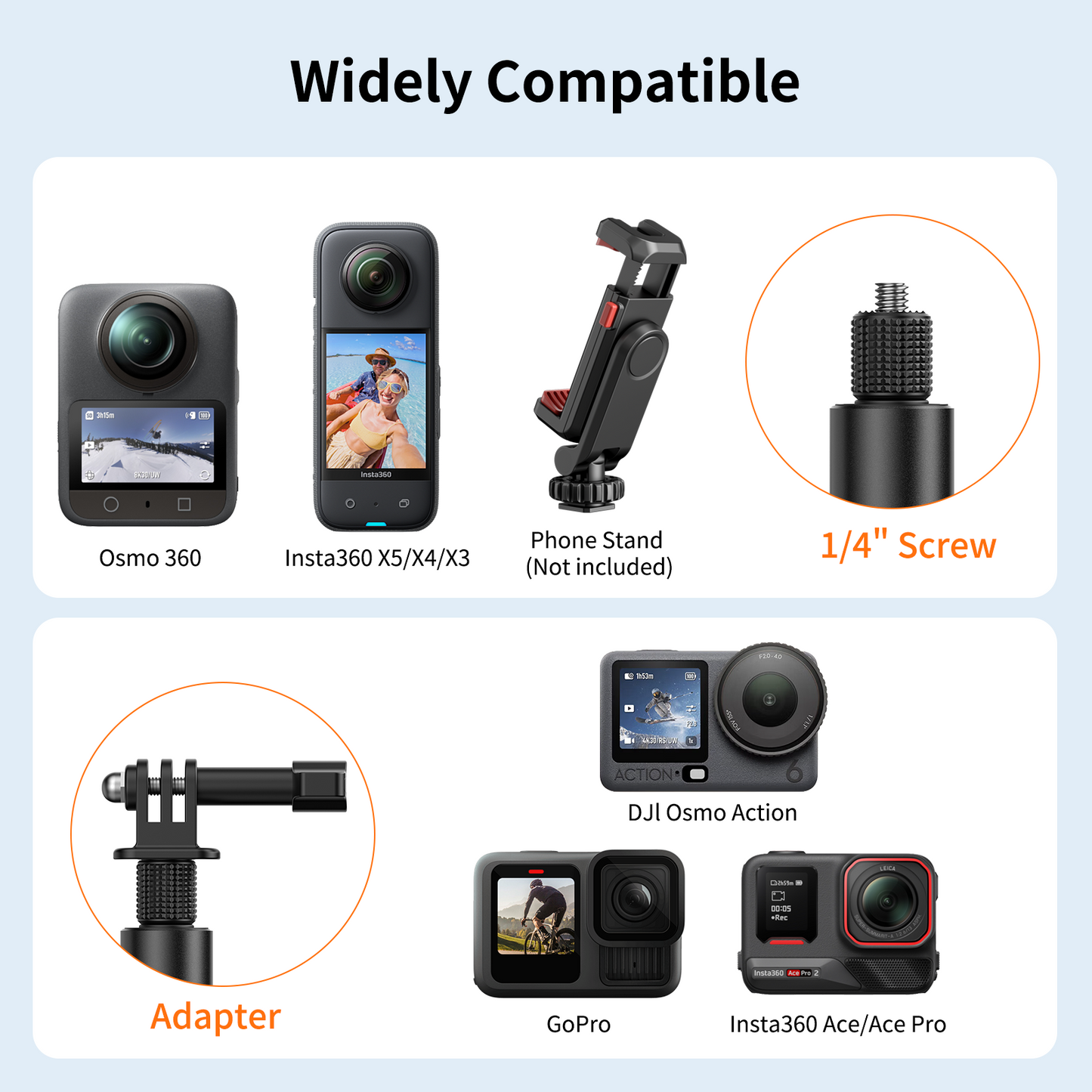 VRIG TP-36 160cm/63″ Invisible Selfie Stick for Insta360 X6/ X5/ X4 Air/ X4/ X3