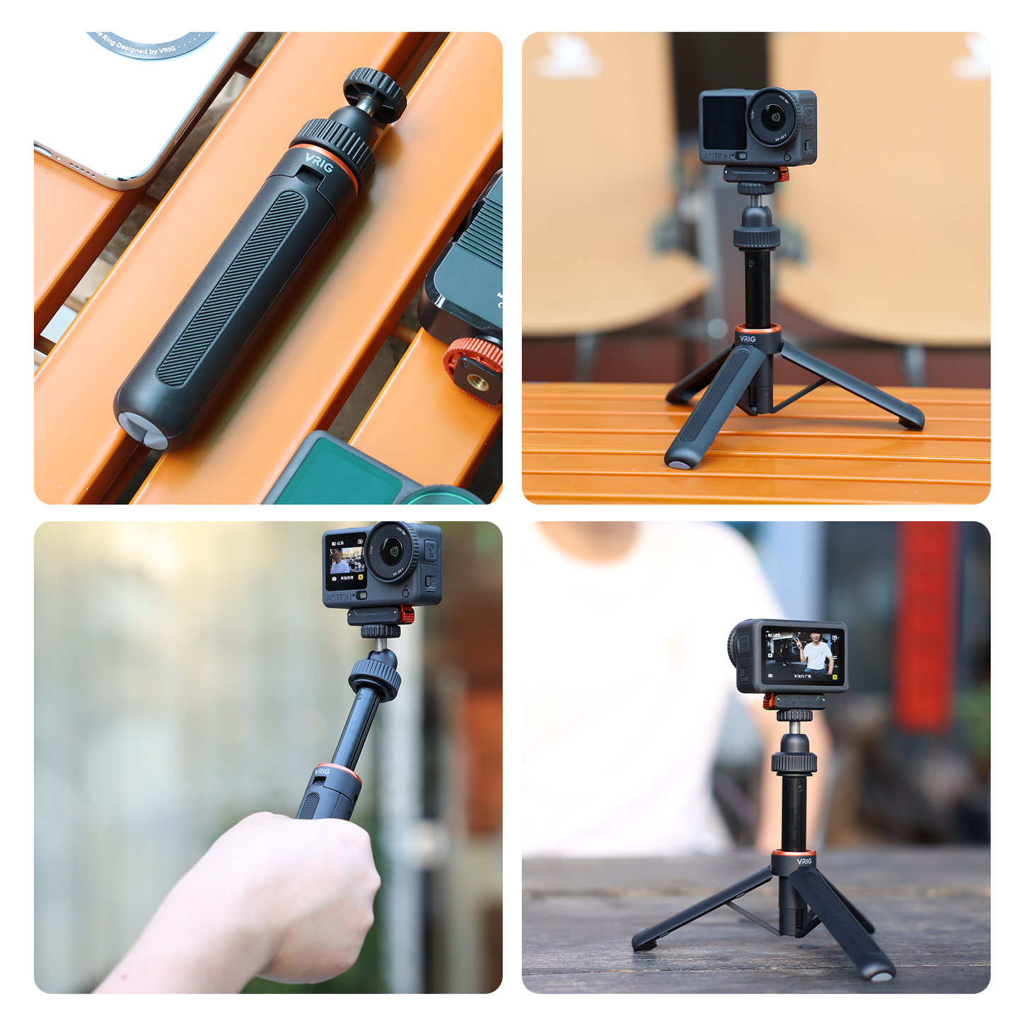 VRIG AC-87 40cm/15.7" Telescopic Selfie Stick Tripod for Action Camera