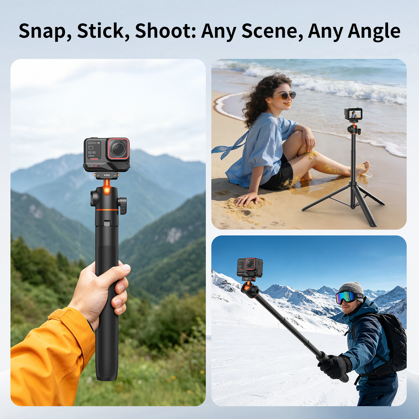 VRIG AC-104 2-in-1 Tripod for Insta 360 Ace Pro 2 with Quick Release Adapter Mount