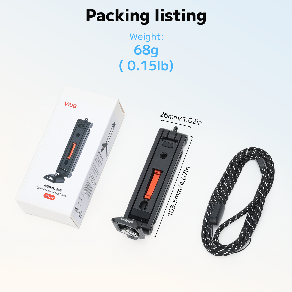 VRIG AC-130 X6 Camera Tripod for Insta360 Luna Ultra & DJI OSMO Pocket 4P/4/3