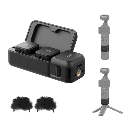 VRIG MC-02 Wireless Microphone Kit (2 TX + 1 RX + Charging Case) for DJI Osmo Pocket 3
