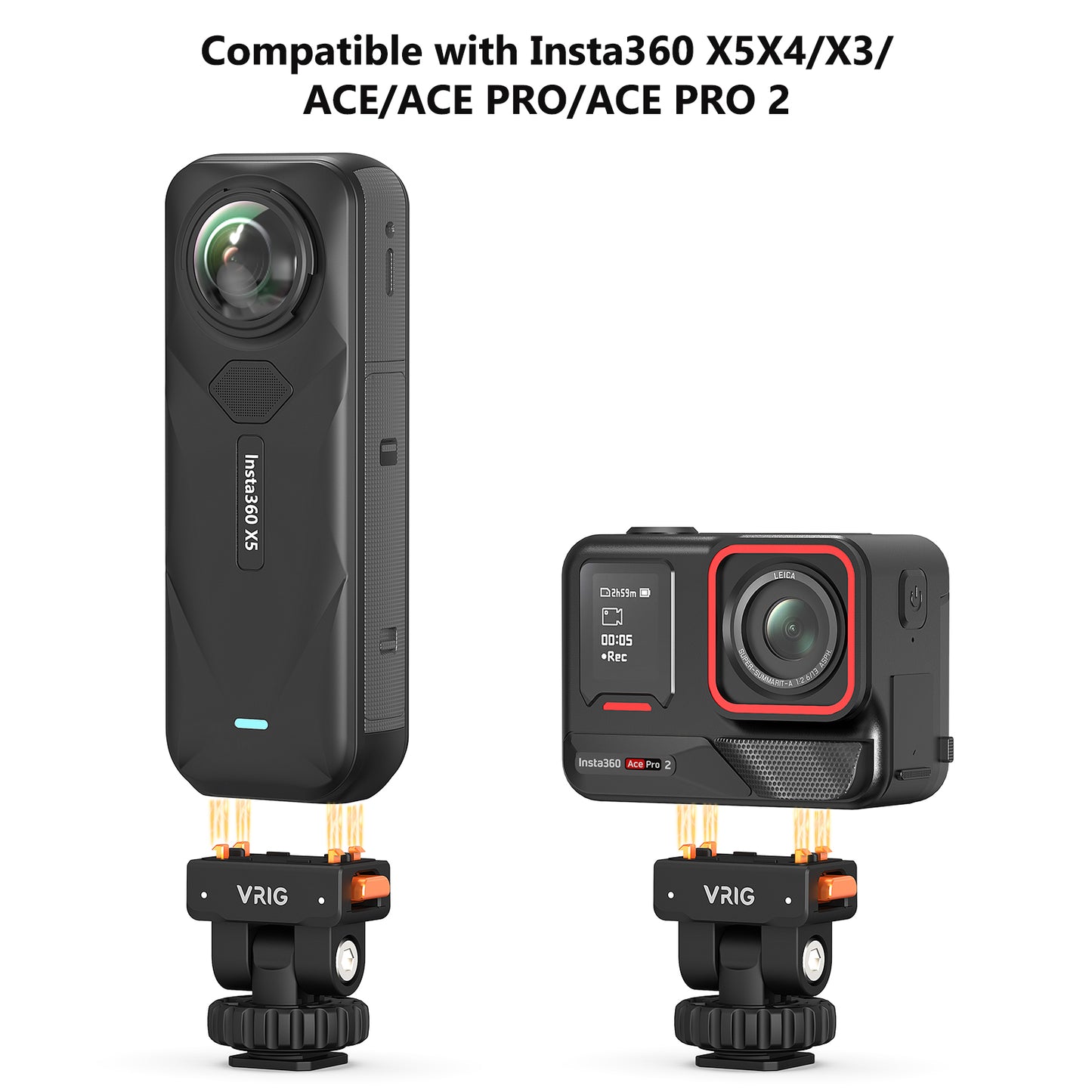 VRIG AC-44 Cold Shoe Adapter with Magnetic Quick Mount for Insta 360 Ace/Ace Pro 2