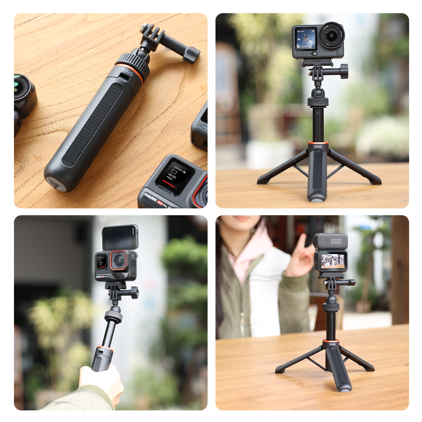 VRIG AC-80 40cm/15.7" Telescopic Selfie Stick Tripod for Action Camera