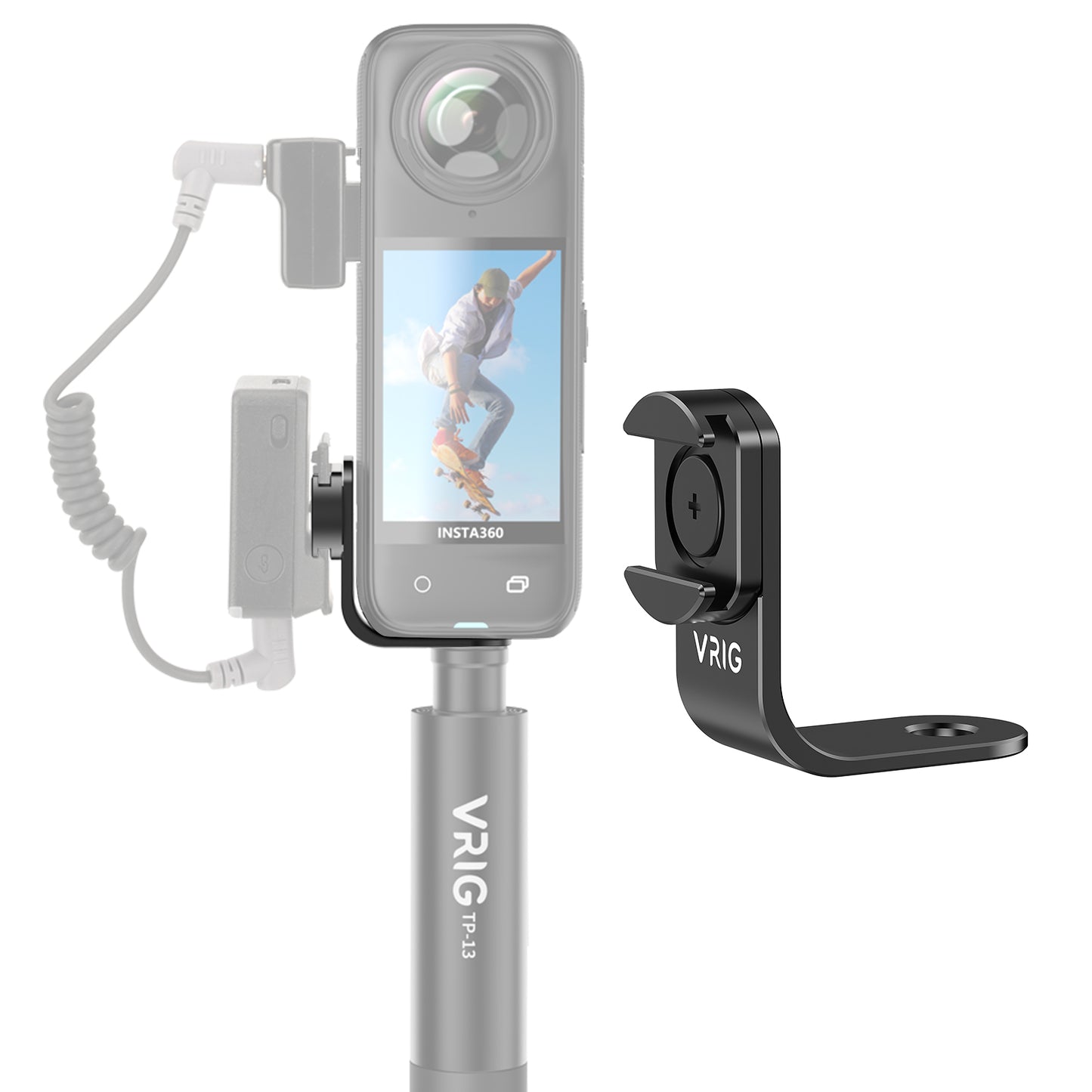 VRIG Insta360 X4/X3/X2 Cold Shoe Extension Bracket for Rode Wireless GO, Aluminum