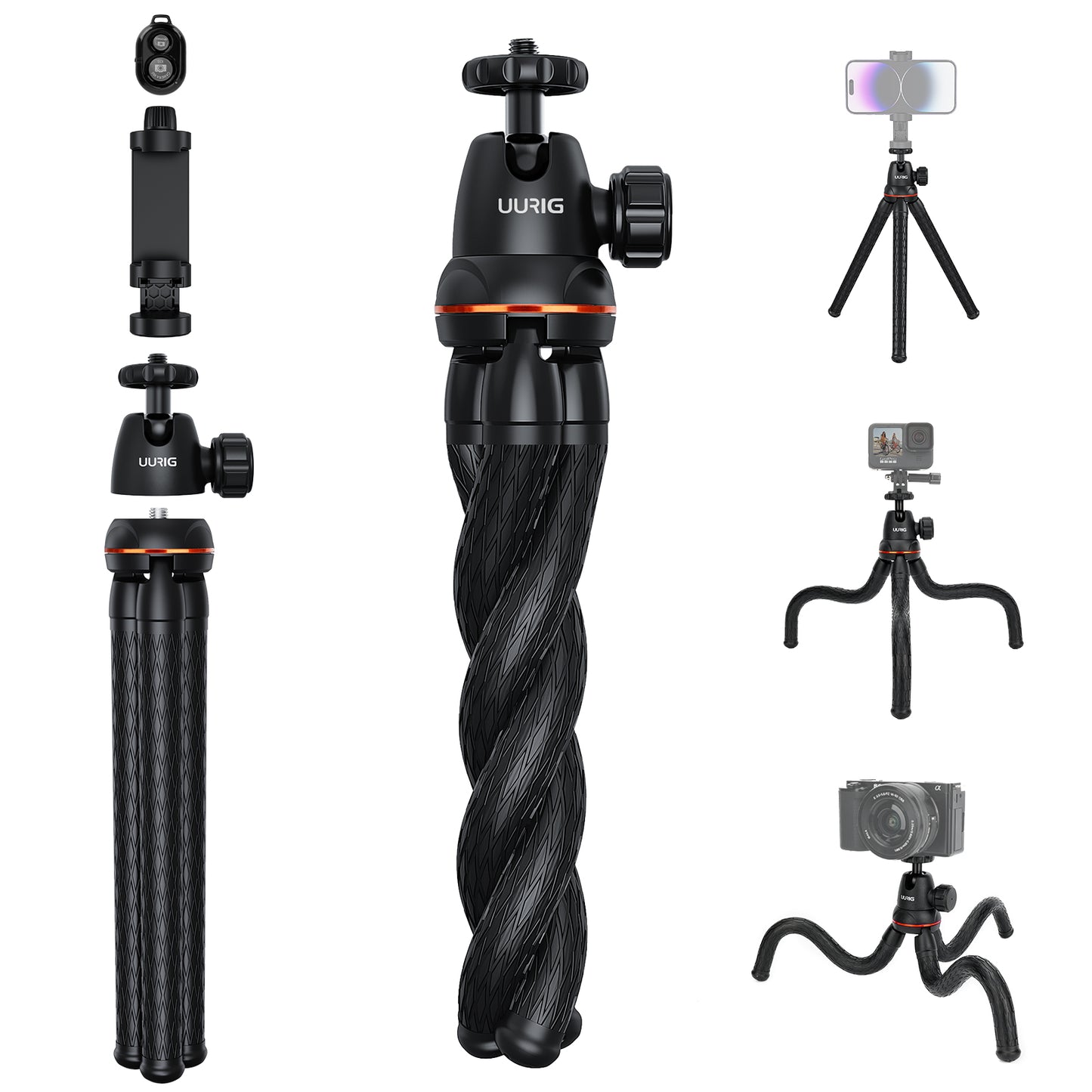 UURIG TP-07 Octopus Tripod with 360 phone mount