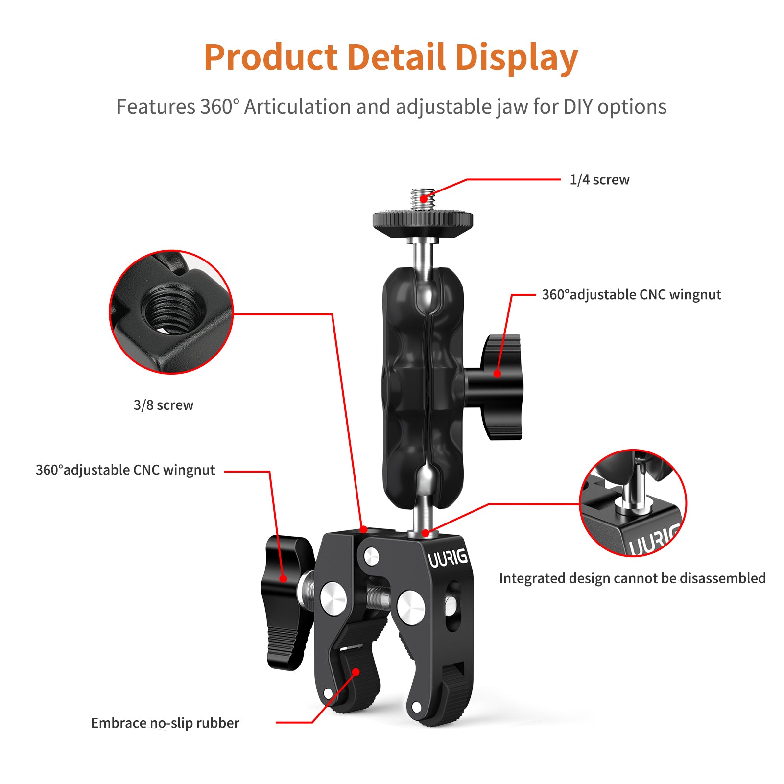 Testa Cold Shoe Per IFOOTAGE Magic Arm – 2 Pezzi, Con Attacco 1/4” E Doppio Ancoraggio, Per Microfono, Luce LED E Monitor