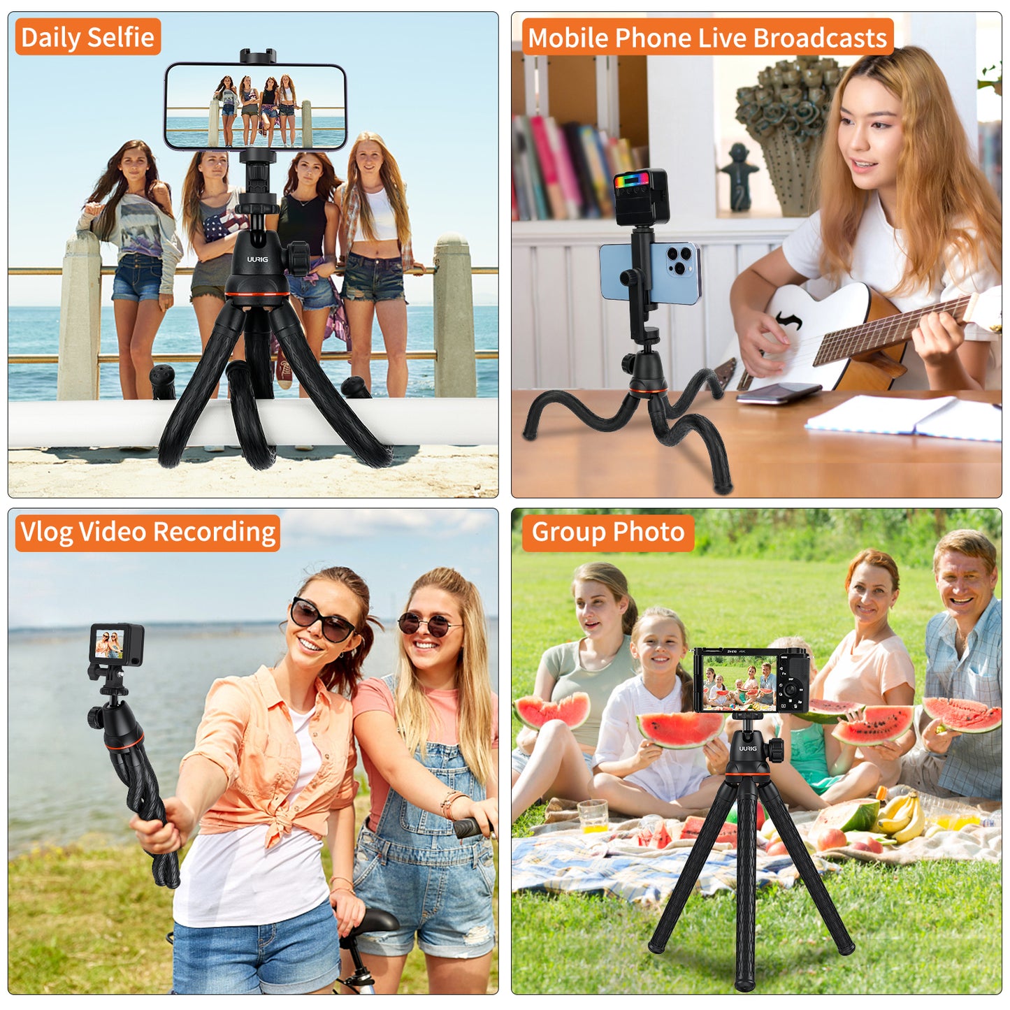 UURIG TP-07 Octopus Tripod with 360 phone mount