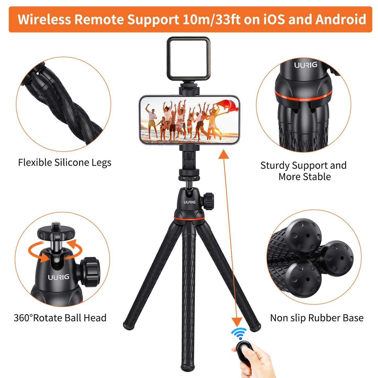 UURIG TP-07 Octopus Tripod with 360 phone mount