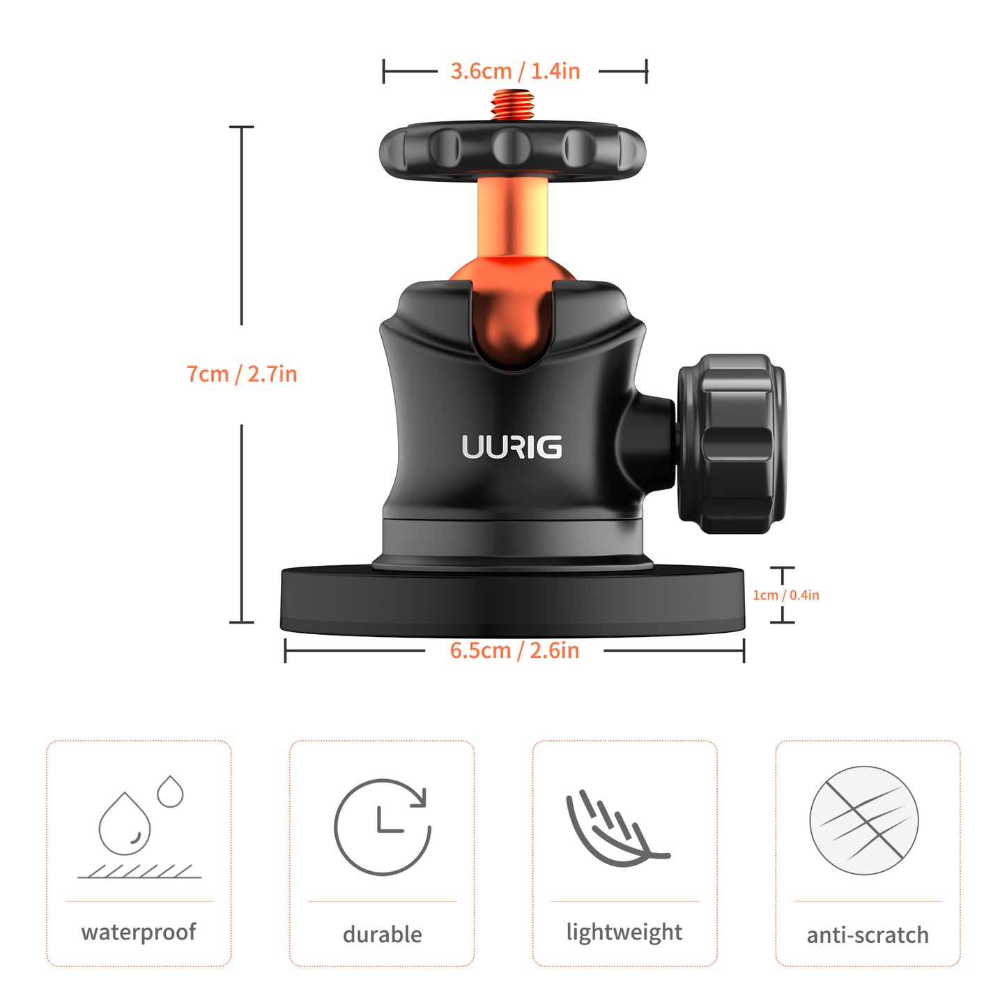 UURIG GoPro Mount 360 Degree Head Camera Magnetic Stand Set