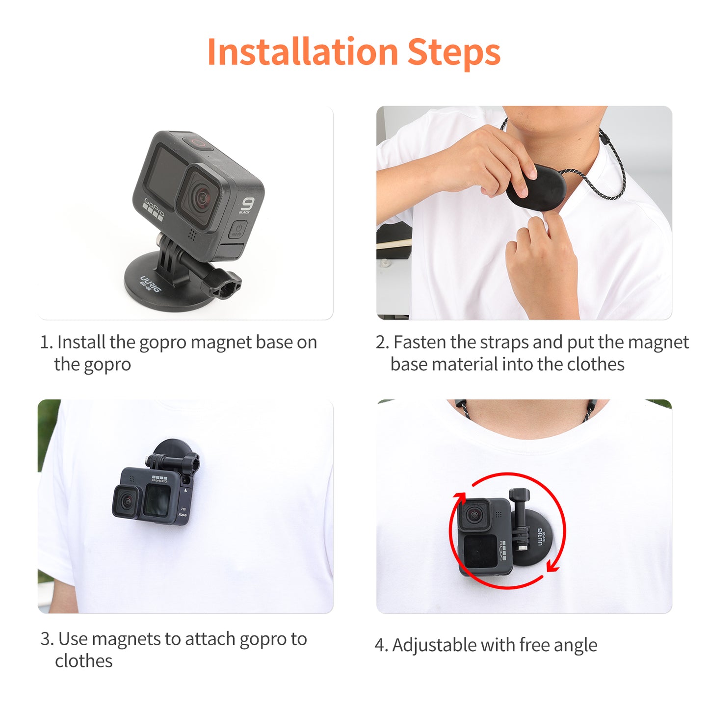 UURIG BH-06 Magnetic Magnet First Person View Neck Mount for action camera