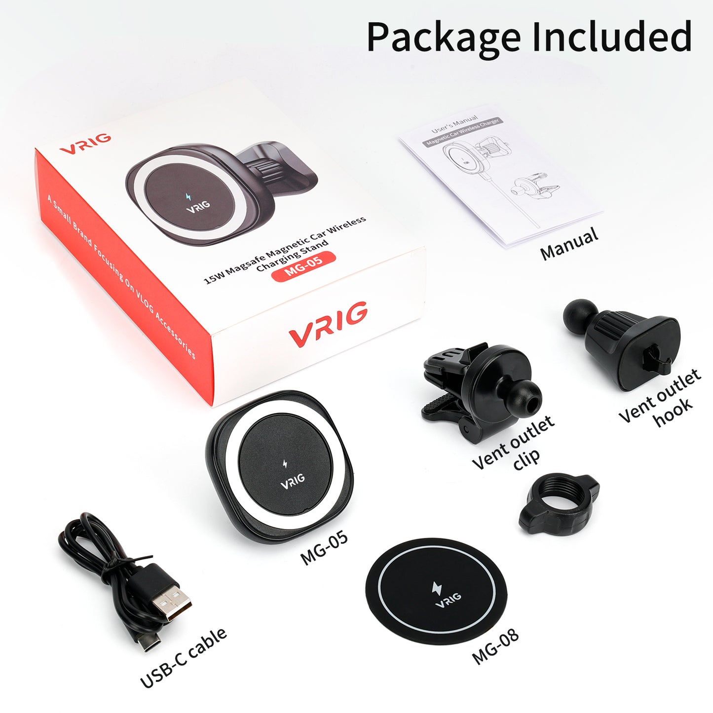 VRIG MG-05 Wireless Charging Magnetic Phone Holder for Car